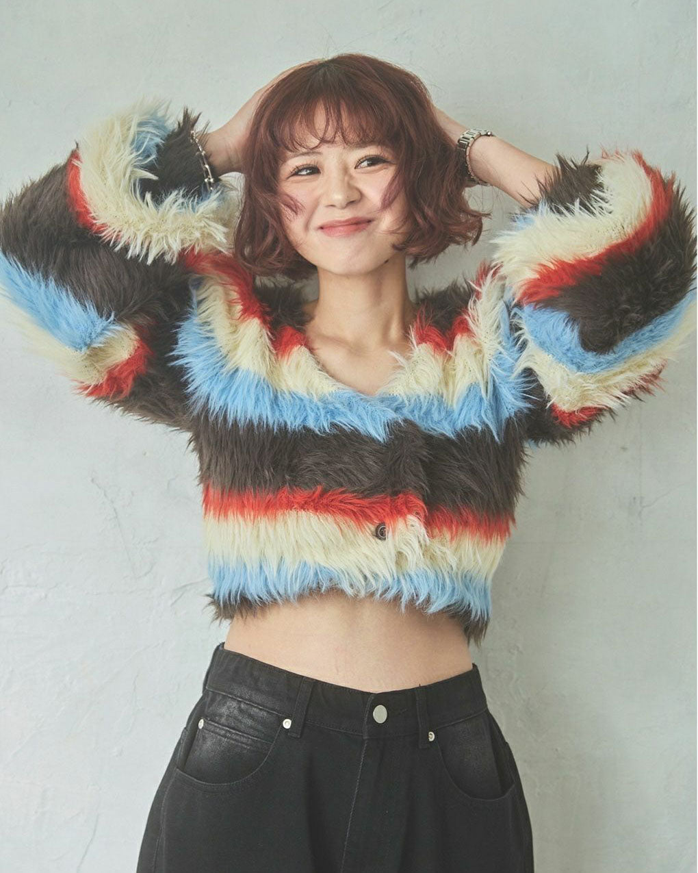 Shaggy knit cardigan