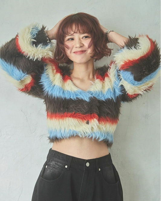 Shaggy knit cardigan
