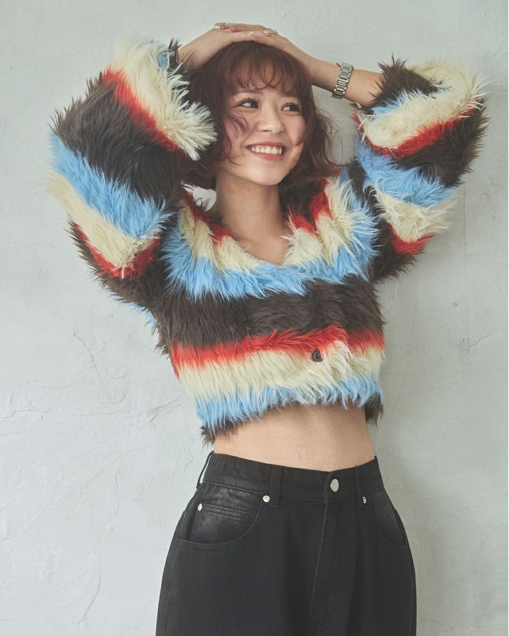 Shaggy knit cardigan