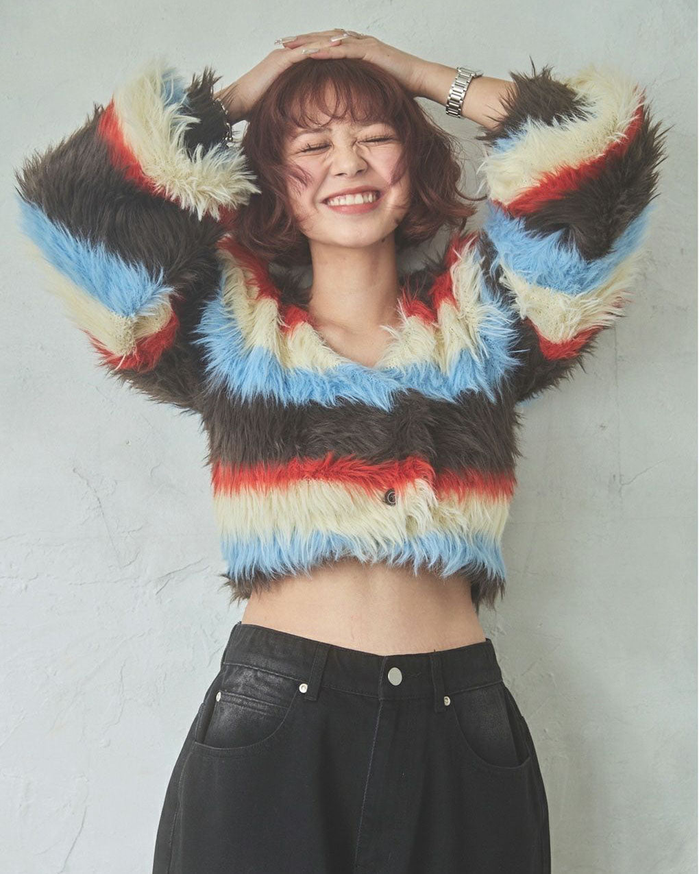 Shaggy knit cardigan