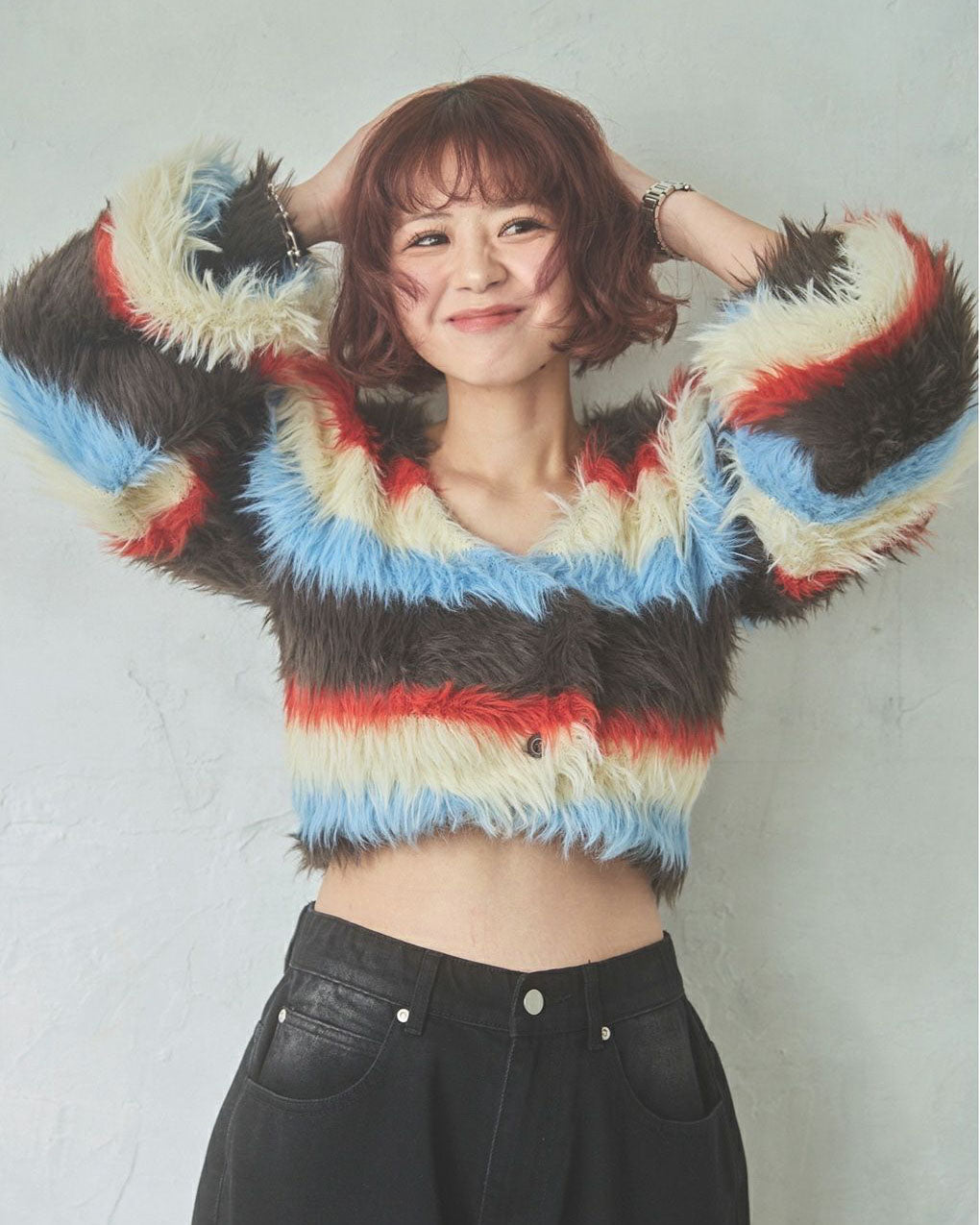 Shaggy knit cardigan