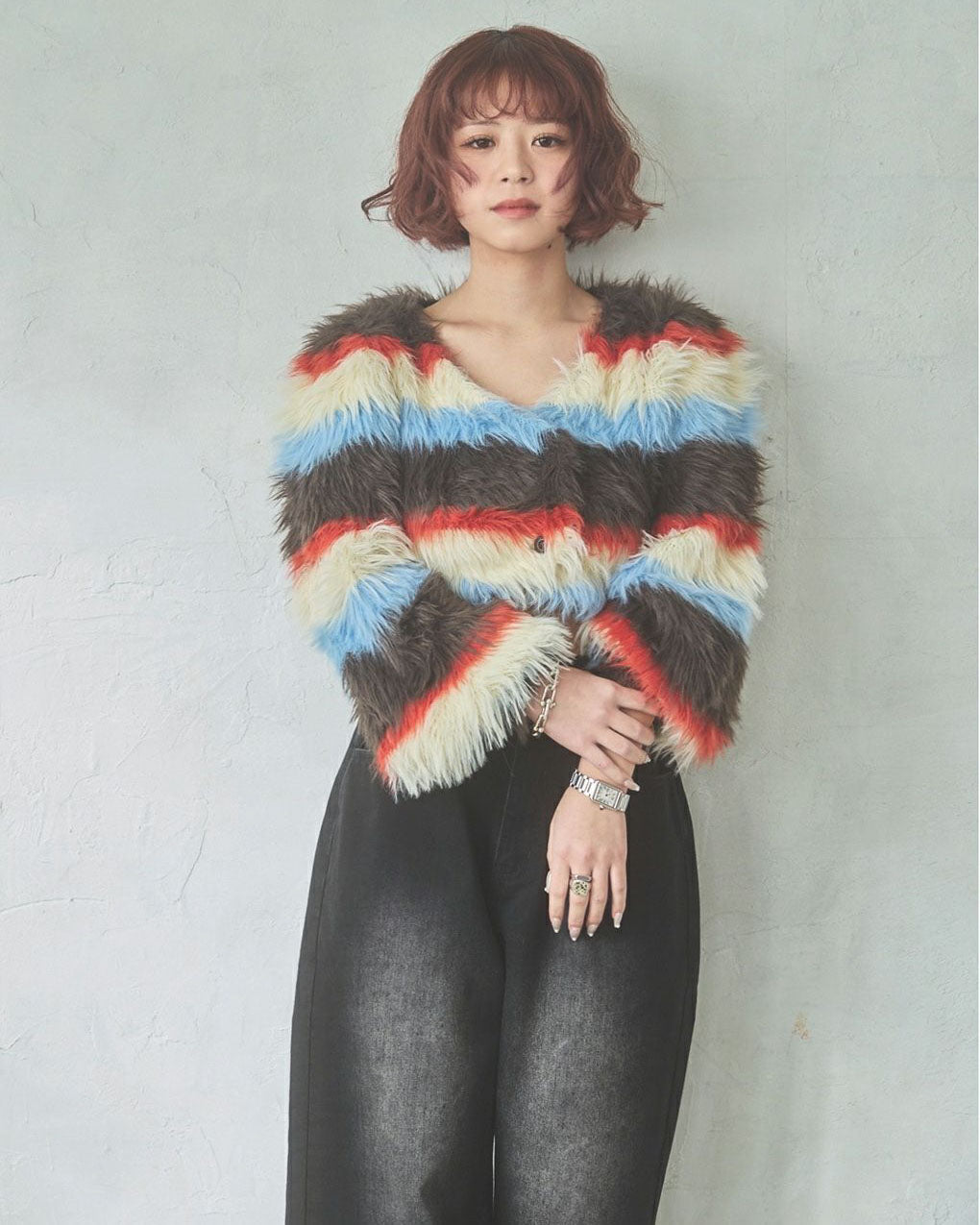 Shaggy knit cardigan