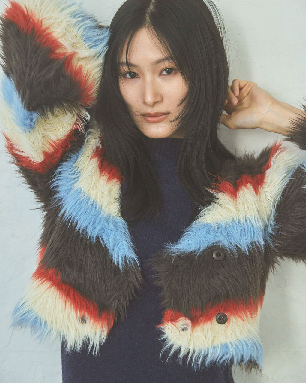 Shaggy knit cardigan